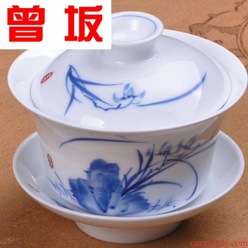 The Who -- town ceramics landscape tureen hand - made kung fu tea set of blue and white porcelain cup bowl nameplates tureen large detailed scene