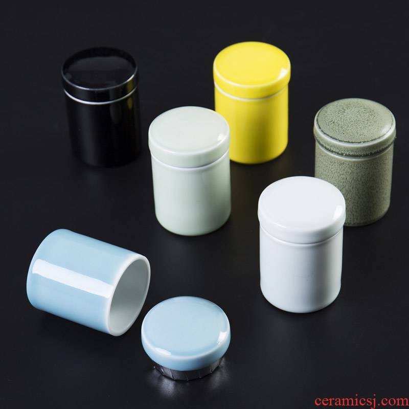 Portable travel storage tanks with ceramic green tea packaging mini small celadon caddy fixings tea accessories
