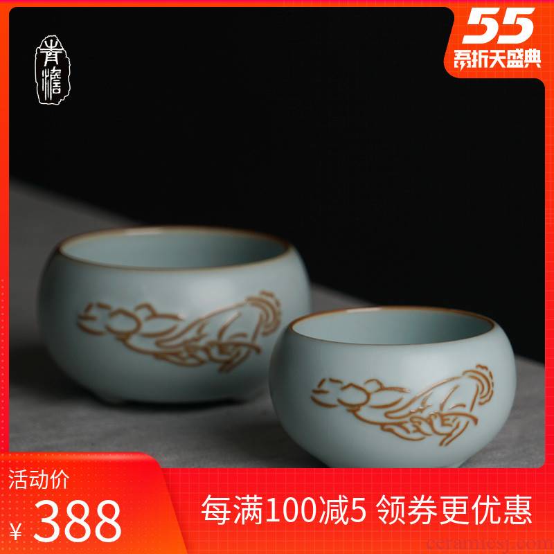 Green has already ru up market metrix cups sliced open can raise jingdezhen porcelain tea tea tea cups ceramic bowl celadon