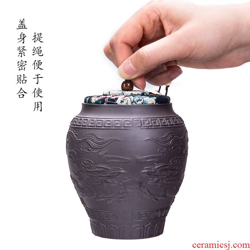 Small violet arenaceous caddy fixings household ceramic seal POTS of red, green tea to wake tea box of spare parts storage tank tea