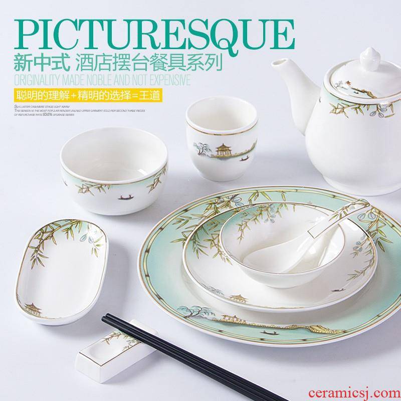 Impression west lake hotel restaurant dinner table set hotel catering supplies ceramic dishes spoons tableware portfolio