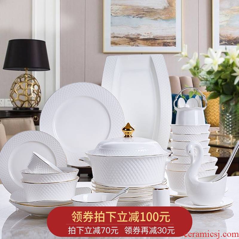 Orange leaf ipads porcelain tableware dishes suit household European - style Chinese dishes combine time brocade jingdezhen ceramics