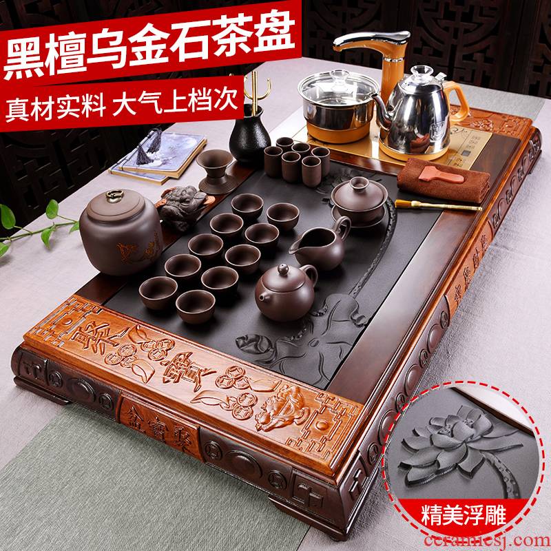 Beauty cabinet home tea tray ebony wood sharply violet arenaceous stone tea machine automatic kung fu tea set suits for the sitting room is contracted