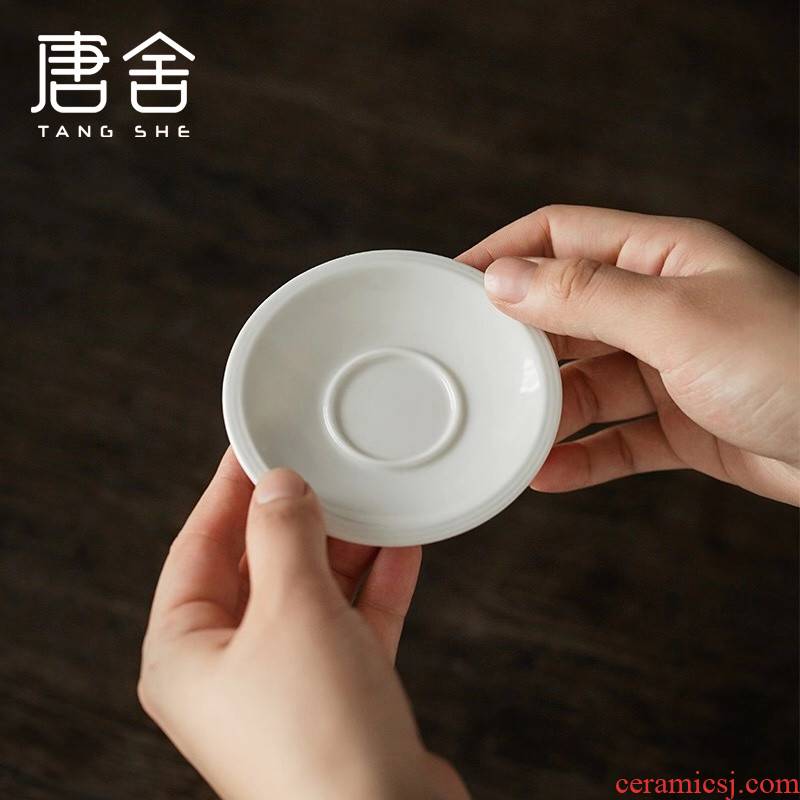 Don difference up dehua white porcelain cup holder saucer saucer ceramic office household kung fu tea accessories tea cup mat