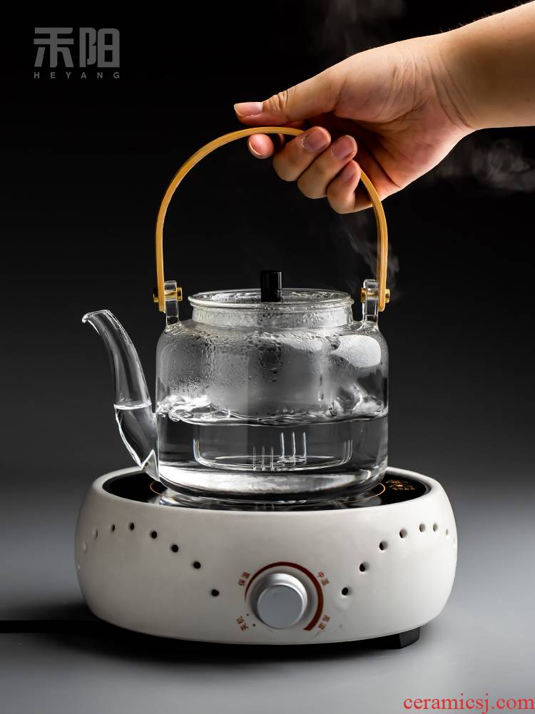Send Yang steaming kettle heating TaoLu filter glass teapot Japanese flower pot boil tea ware girder are home