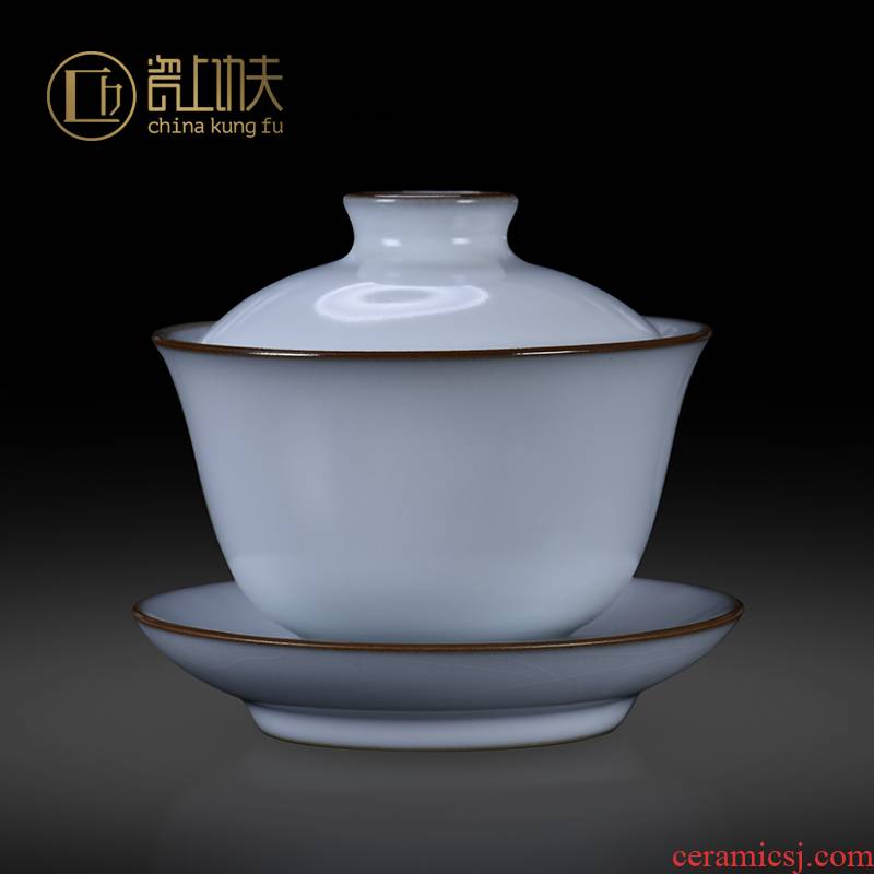 Jingdezhen kung fu tea set your up tureen large single cup tea bowl of household ceramics by hand three tureen