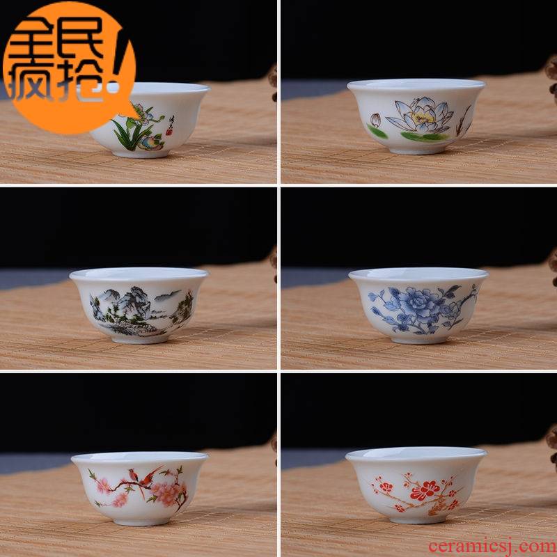 Hui shi ceramic cups kung fu noggin suit household use sample tea cup masters cup six porcelain tea set