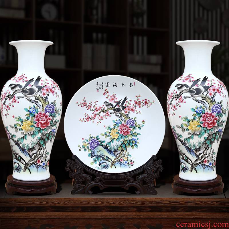 Jingdezhen ceramics three - piece furnishing articles of handicraft sitting room adornment porch curio cabinet TV ark cabinet flower arranging