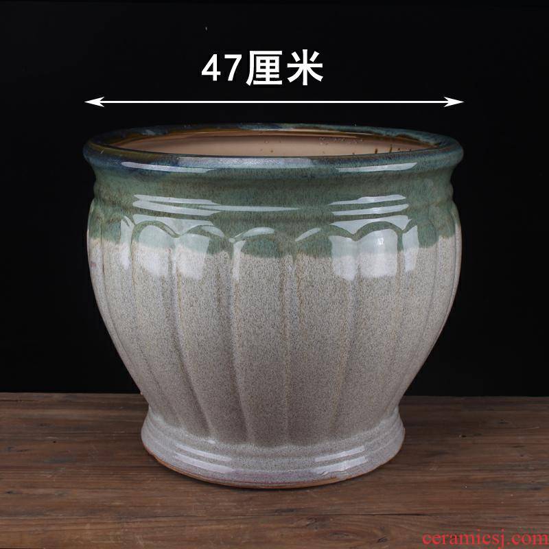 Creative classical plant trees large caliber flowerpot ceramic large extra large ground round tray was big cylinder clearance