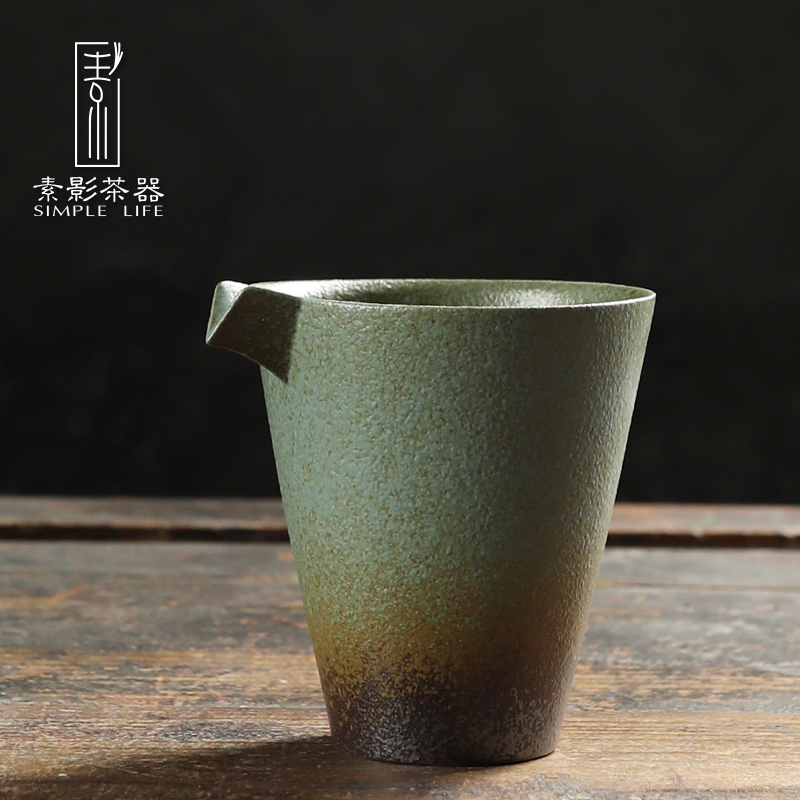 Plain film up green glaze retro points fair keller of tea ware Japanese kung fu tea sets and tea exchanger with the ceramics coarse pottery tea sea
