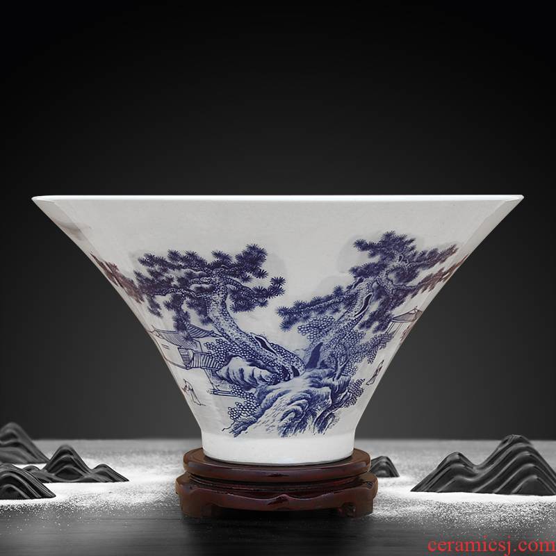 Furnishing articles blue and white porcelain of jingdezhen ceramics decorated bowl hat to use big rainbow such to use web celebrity trill since the media items to use