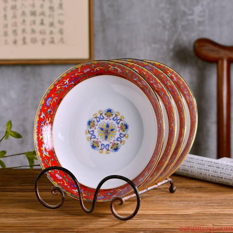 8 "jingdezhen ceramic bowl dishes of Chinese style household ipads porcelain tableware deep new rice soup plate antique plate