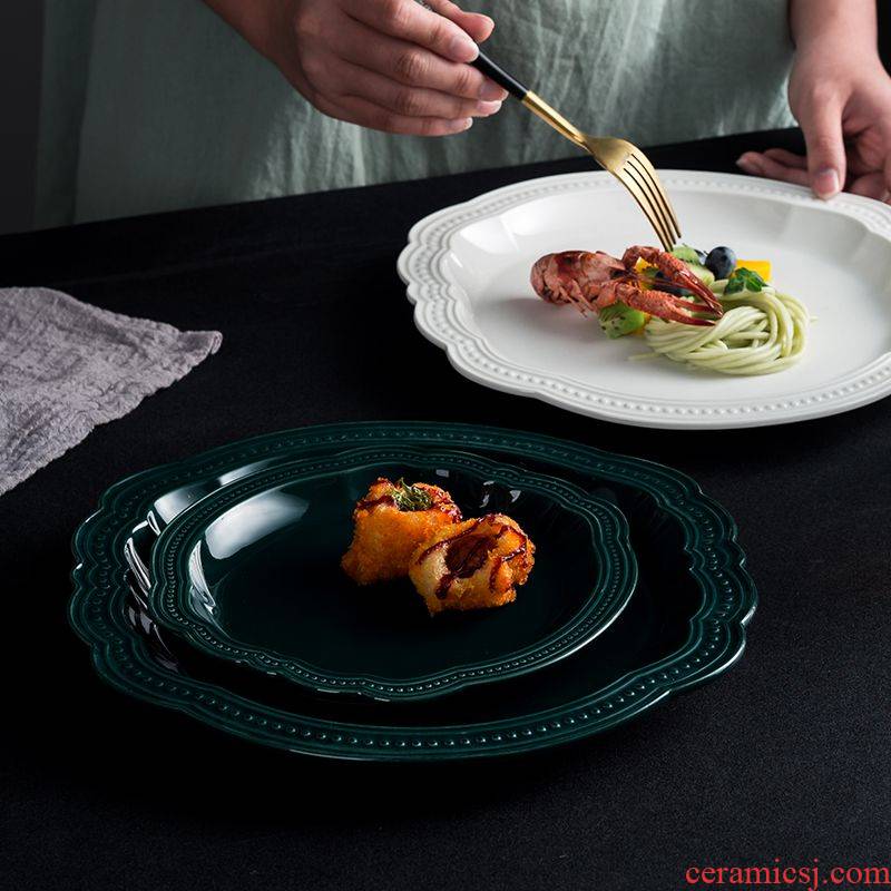 Steak dinner plate of pasta dish dish dish household creative move of irregular plate tableware ceramics ou