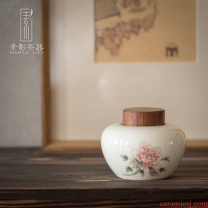 Plain film hand - made ceramic tea pot small portable portable sealed as cans household white porcelain tea pot storage tanks