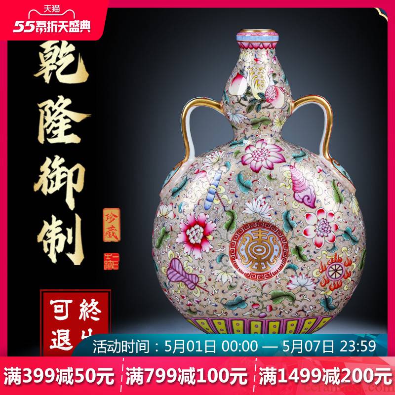 Night glass and fang jingdezhen hand - made archaize ceramic vase colored enamel paint on bottles of Chinese style adornment furnishing articles
