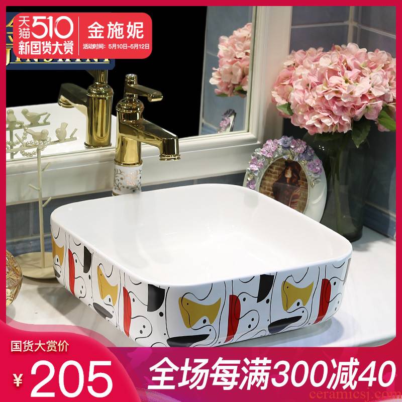 Gold cellnique jingdezhen stage basin ceramic art basin toilet lavabo square basin of the abstract art