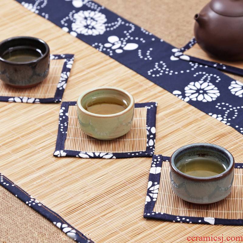 Following the 2019 zen garden blue cloth tea table linen of blue and white porcelain tea tea tray MATS table flag cloth bamboo insulation cloth