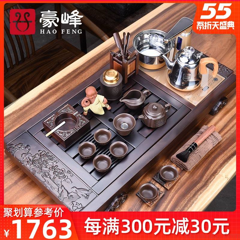 HaoFeng ebony tea tray was violet arenaceous kung fu tea sets tea household contracted solid wood tea tea teapot