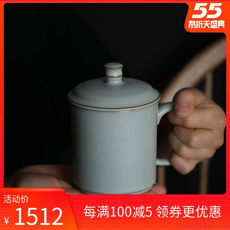 Your up office of jingdezhen ceramic cup with cover manual celadon teacup cracked gift boxes for its ehrs household water bottle