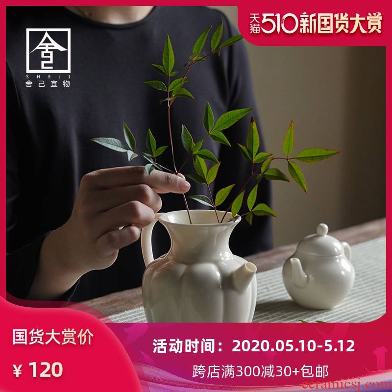 Manual green ceramic teapot apricot hand craft fair keller of floral outraged imitation song dynasty style typeface I and contracted flower vase kung fu