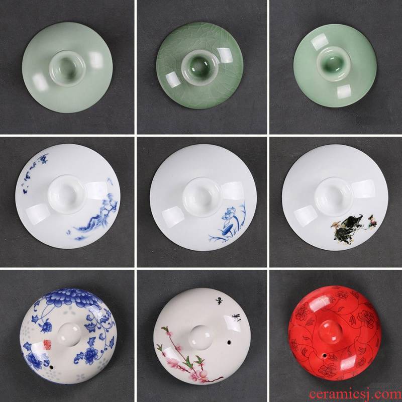 Tureen lid single celadon ceramic tea cup flower pot was large jingdezhen porcelain only three bowl is zero