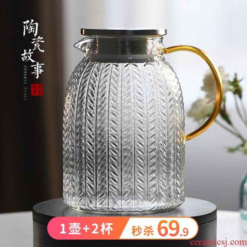 Cold water bottle glass ceramic story high - temperature firm pot of creative northern wind Cold boiled water kettle cup home outfit