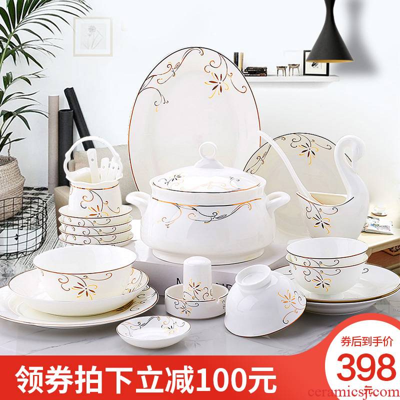 Orange leaf ipads porcelain tableware dishes suit household European dishes combine the wonderful Chinese jingdezhen ceramics