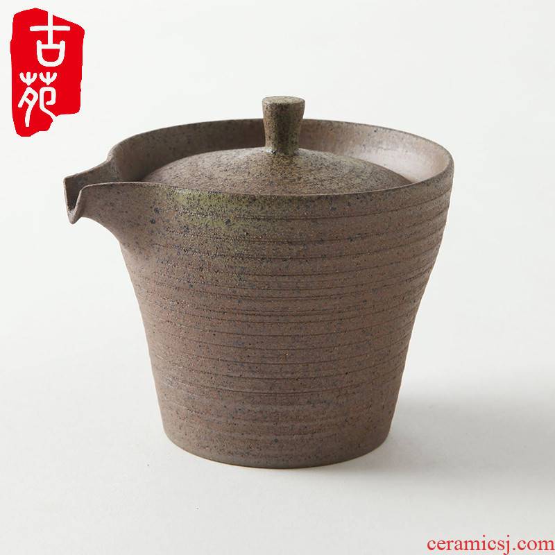 Coarse pottery tureen ceramic cups kung fu tea set Japanese pottery purple sand tea bowl hand grasp pot of up and a half up