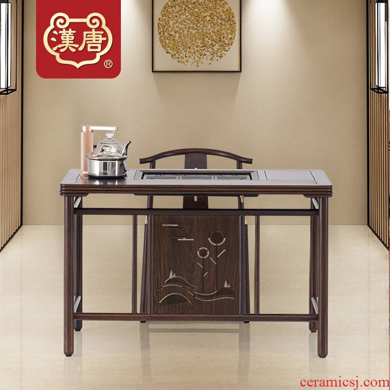 Han solid wood tea table and chair combination black rosewood hua limu tea tray of new Chinese style tea table, making tea, small tea table