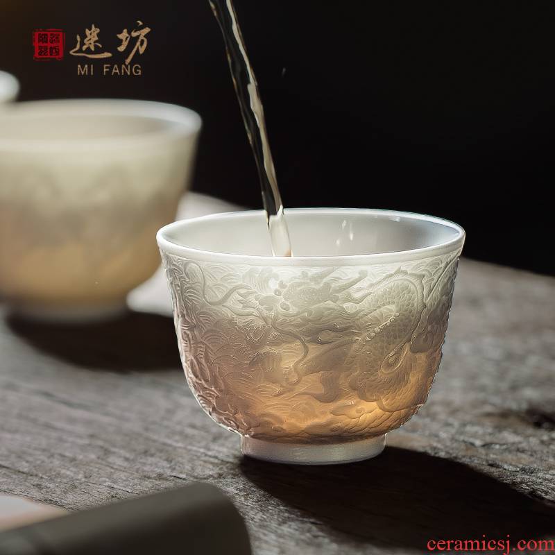 Jingdezhen carving master cup ceramic cup kung fu tea tea cups white ceramic cup personal single cup small bowl