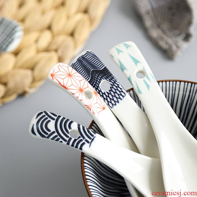 Four Japanese and wind ceramic household ultimately responds gruel small lovely dinner spoon creative soup spoon, spoon, run out