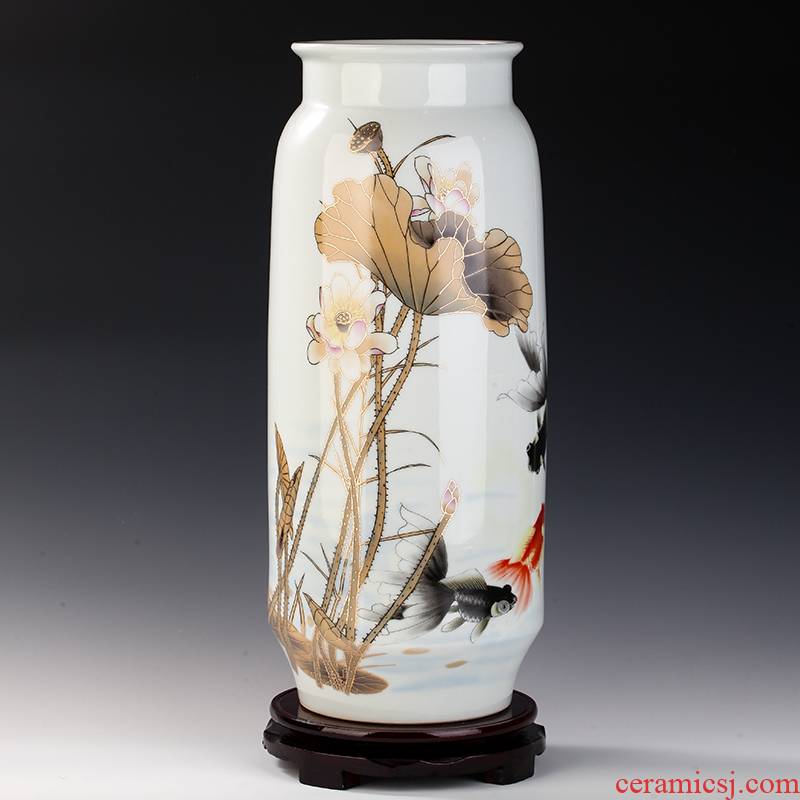 Jingdezhen chinaware lotus fish vase decoration of new Chinese style is I and contracted sitting room TV ark, furnishing articles