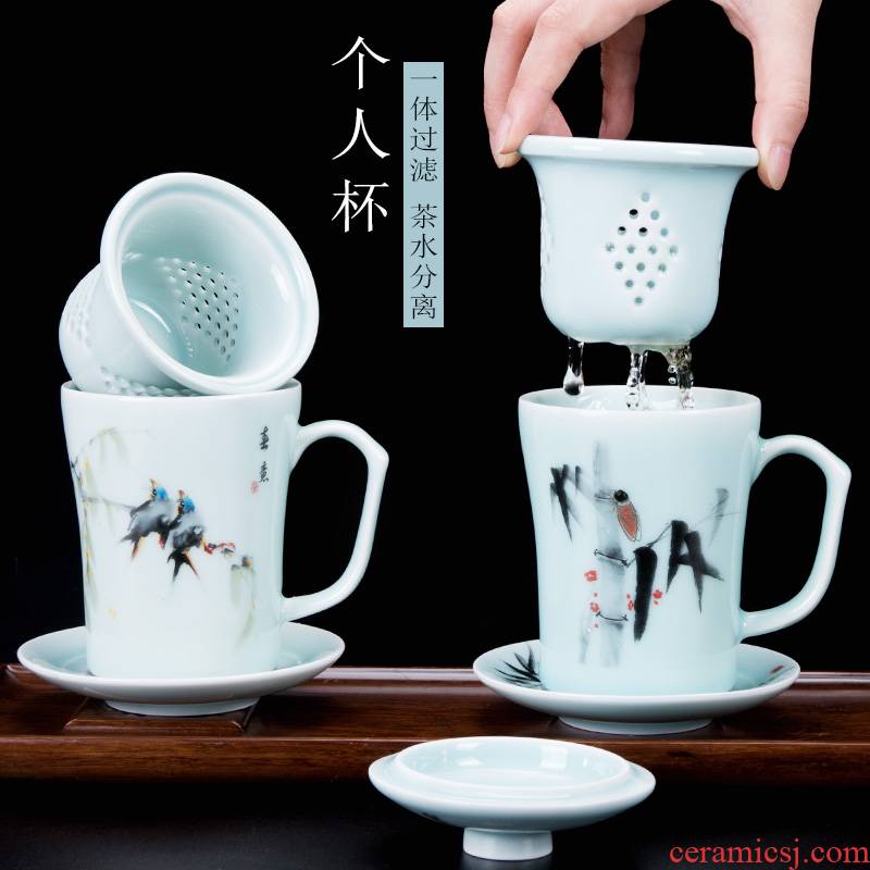 Cup of household ceramics ronkin office and meeting with cover filter glass tea set separate kung fu tea Cup