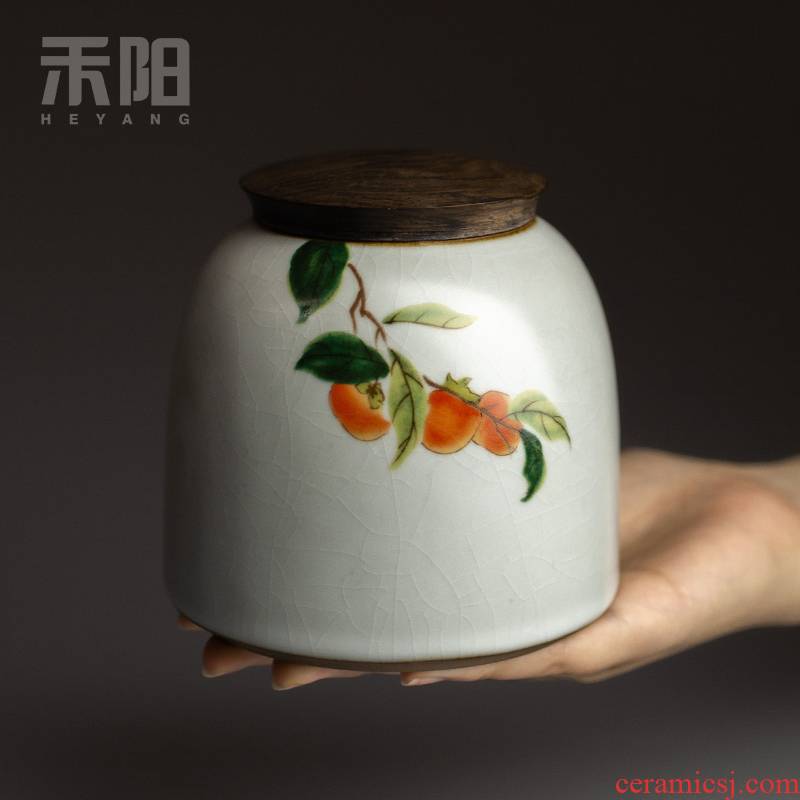 Send Yang persimmon persimmon ruyi caddy fixings ceramic gift boxes sealed as cans of pu - erh tea and tea storage tanks with tea pot