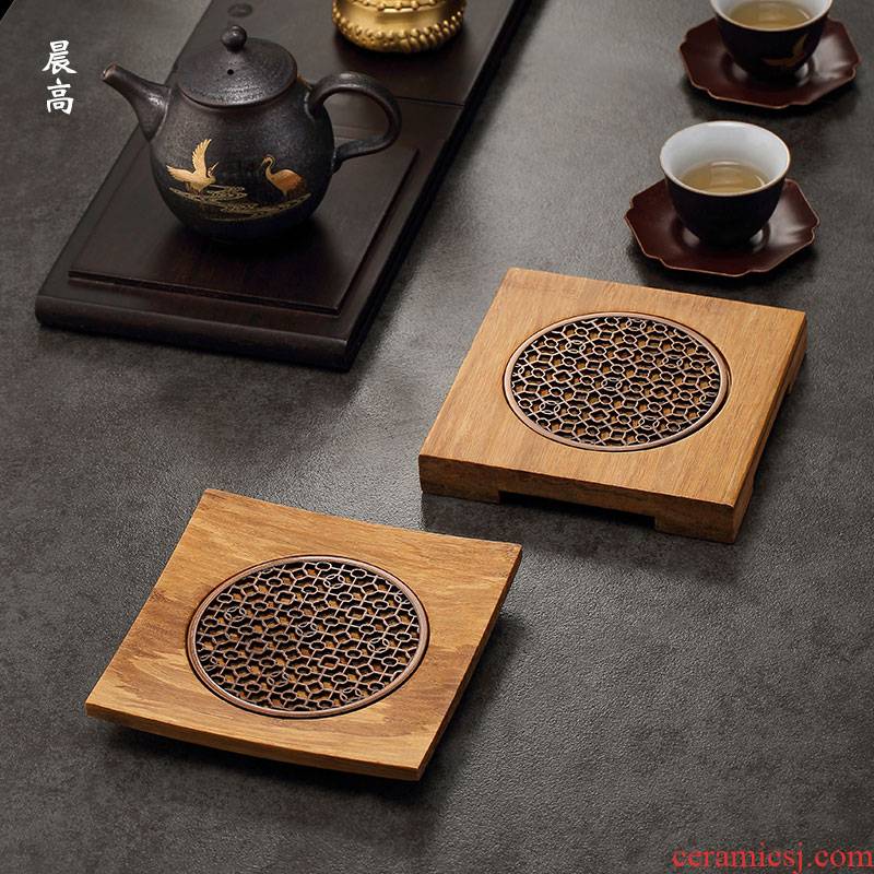 Morning high bearing heavy bamboo pot pot mat pot holder are it saucer kung fu tea tray tea accessories bamboo mat