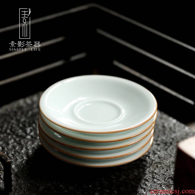 Plain film ceramic cup mat cup tea accessories creative round white porcelain cup mat anti hot insulation saucer dish