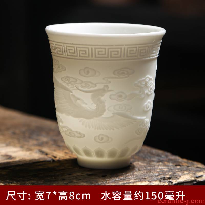 Dehua white porcelain suet jade porcelain cup individual ceramic kung fu master cup single CPU zen cup sample tea cup home