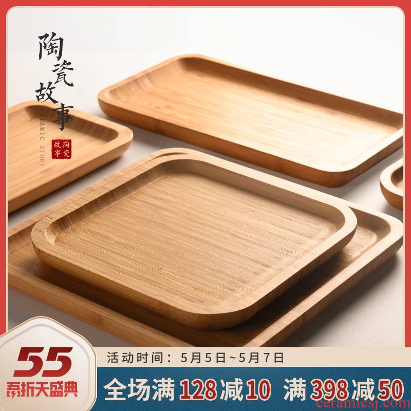 Ceramic story bamboo tray was solid wood tea tea tray was home small fruit bowl Japanese heavy wood dry mercifully tea accessories