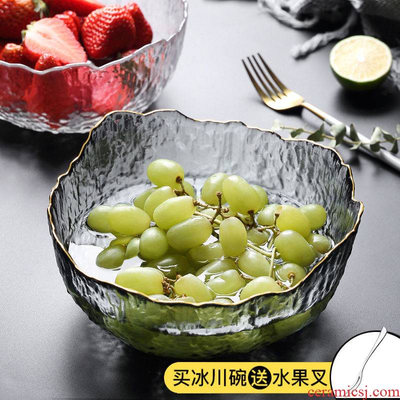 Fruit bowl boreal Europe style compote household creative I sitting room tea table crystal glass plate basin web celebrity ins