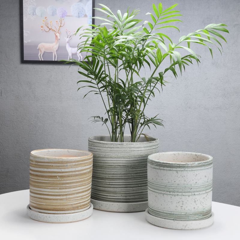 Thread series ceramic flower pot tray was oversized contracted cylindrical sitting room flowerpot pack mail clearance basin to plant trees