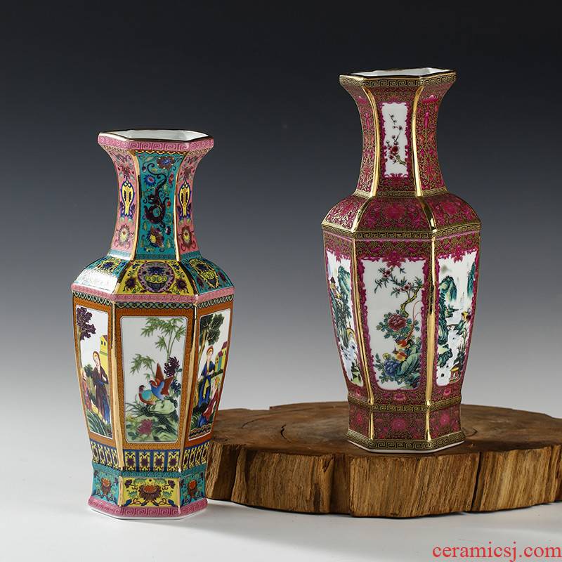 Archaize of jingdezhen ceramics enamel enamel vase Chinese sitting room porch place rich ancient frame ornaments