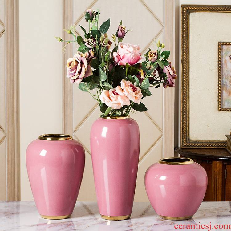Nordic pink girl northern wind ceramic vase household soft adornment flowers furnishing articles lanbo arts and crafts