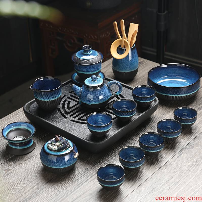 Build one variable kung fu tea set ceramic household small set of tea cups are up with contracted sitting room tureen tea art