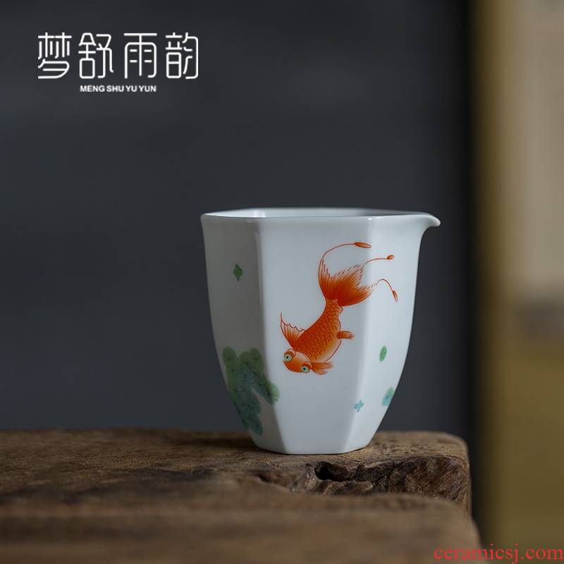Dream ShuYu rhyme kung fu tea set points white porcelain ceramic fair keller cups of tea household of Chinese style single hand grasp