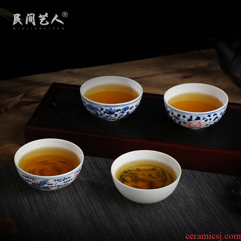 Jingdezhen ceramic hand - made sample tea cup large thin foetus kung fu tea master cup personal cup single cup bowl