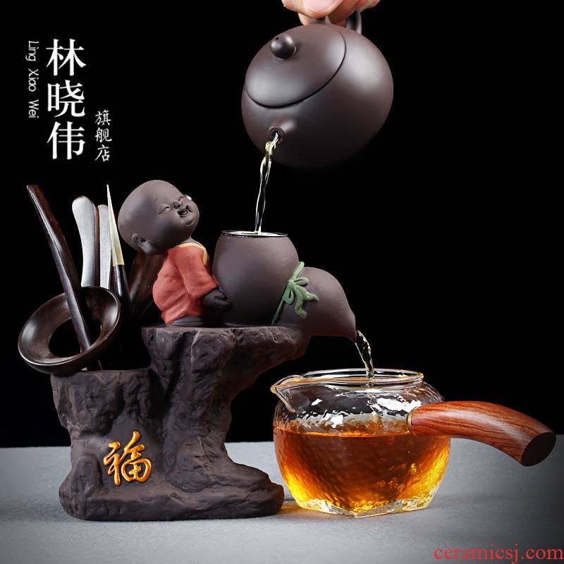 Violet arenaceous creative young monk tea tea tea filter filter kung fu tea sets 6 gentleman tea accessories