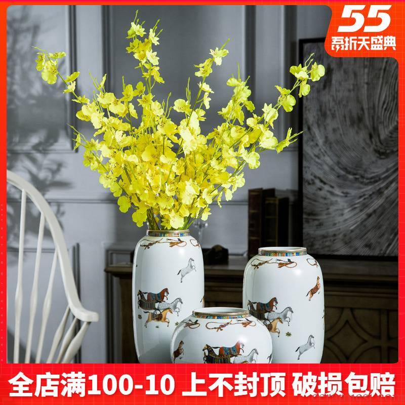 Jingdezhen ceramic dry flower vase furnishing articles sitting room adornment flower arranging creative household decoration TV table wine