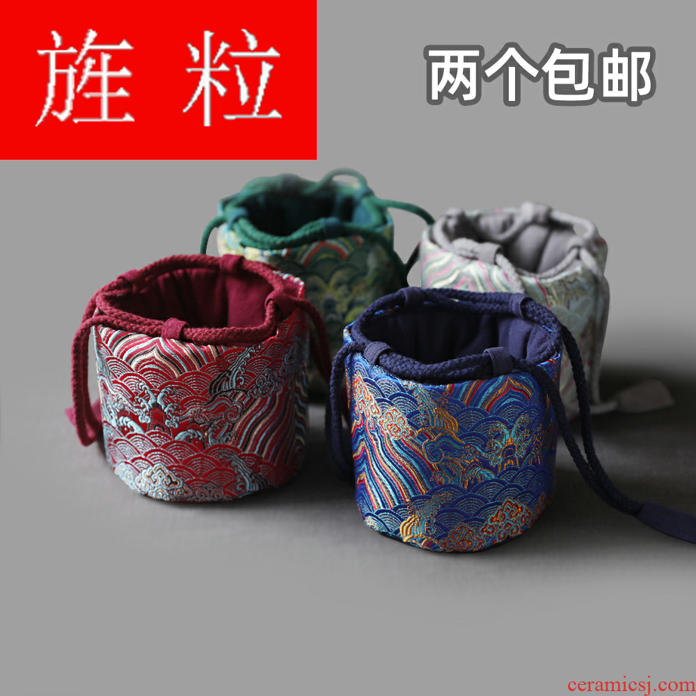 Continuous blowy expanse of mud - brocade silk caddy fixings teapot tea cups to receive bag bag bag wave grain cloth