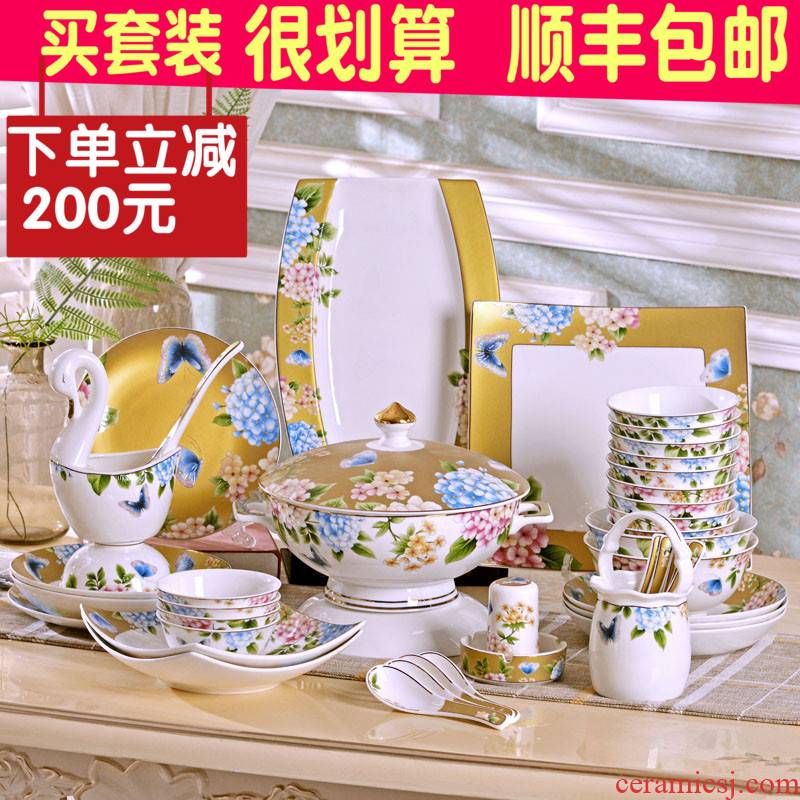 To use which suits for Chinese ipads China jingdezhen household utensils rice bowls deep dish plates spoons gift porcelain tableware