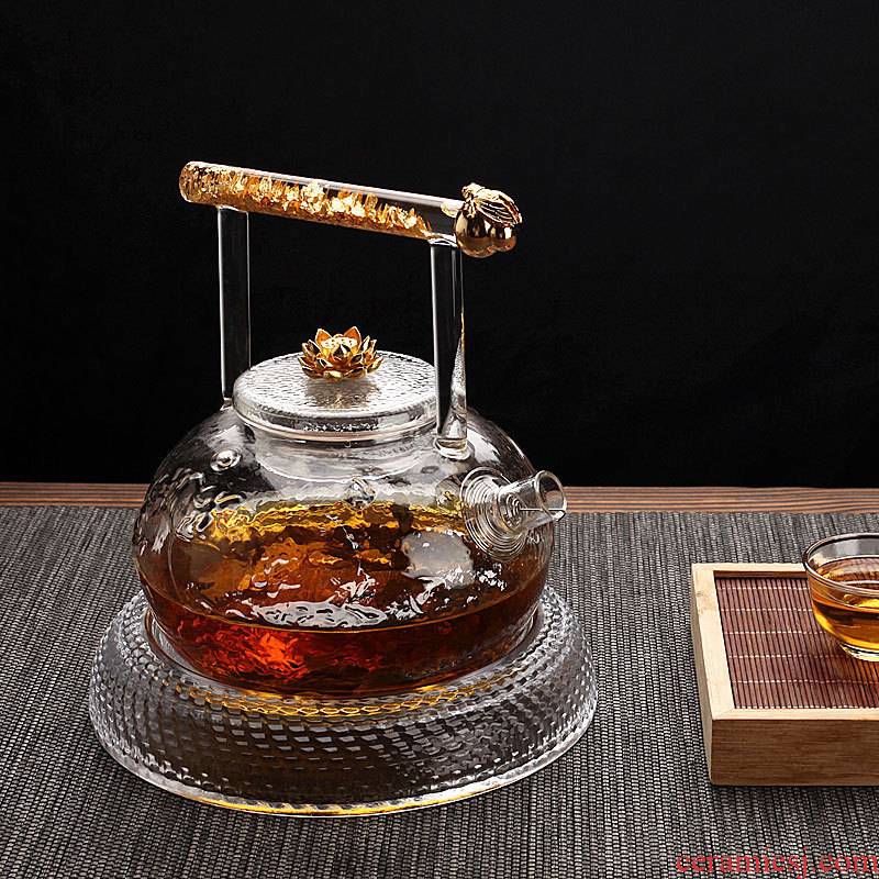 Morning high teapot heat - resistant glass teapot thickening girder kung fu tea pot flower pot black tea accessories